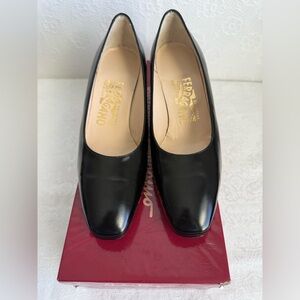 Salvatore Ferragamo NEW Black Leather Heels with original box